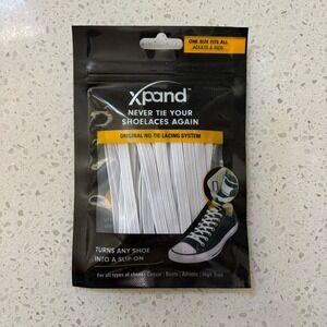 Xpand No Tie Shoelaces Redesigned Elastic Lacing System White- New in Package